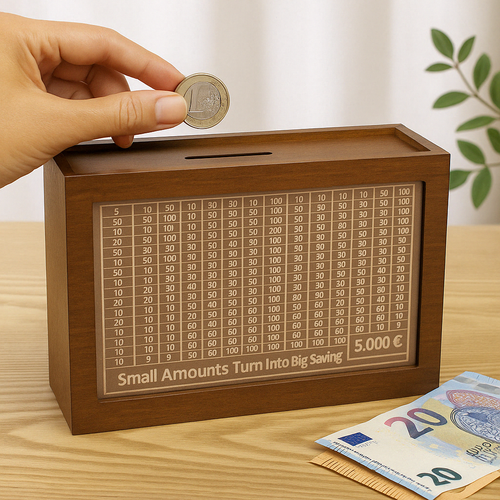 🪵 ¡Hucha inteligente para el ahorro! Cada moneda suma